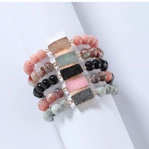 Beaded Large Stone Bracelet